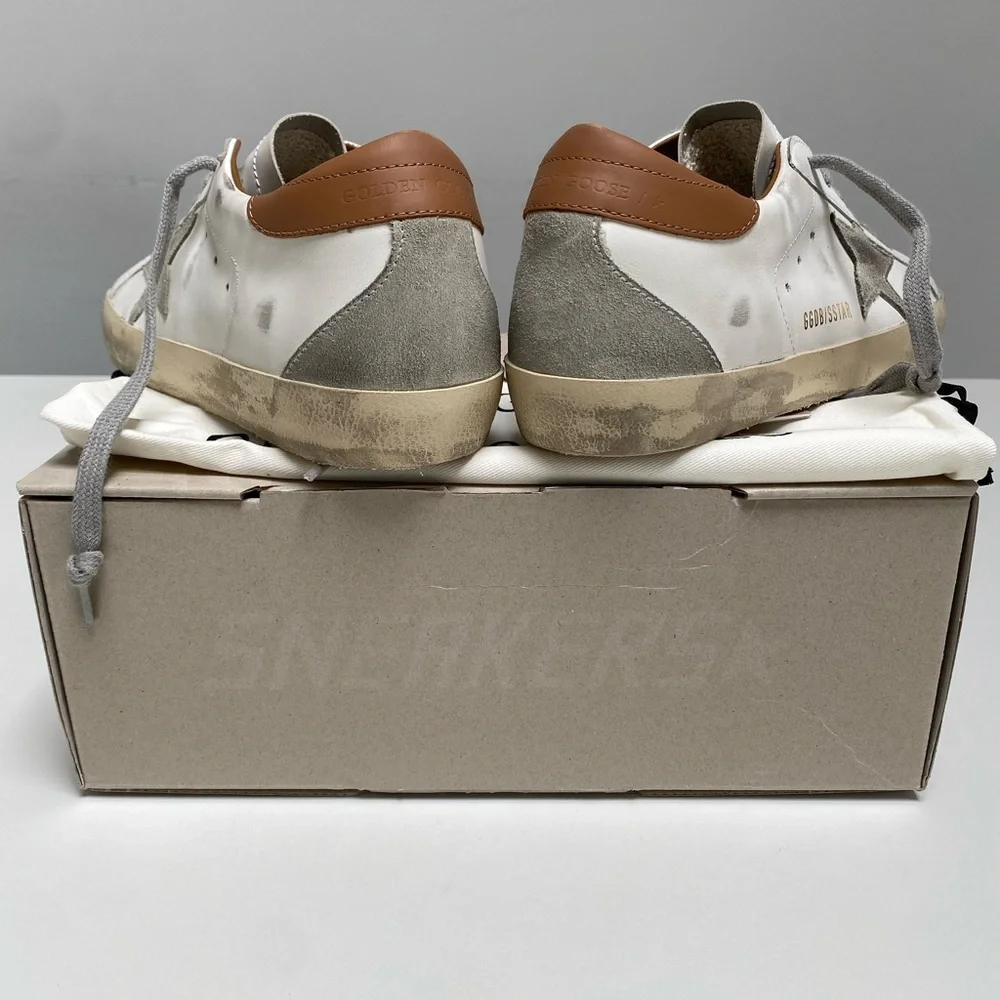 Golden Goose Superstar Sneaker in White Leather/Light Brown size 40 New in Box - Picture 7 of 13